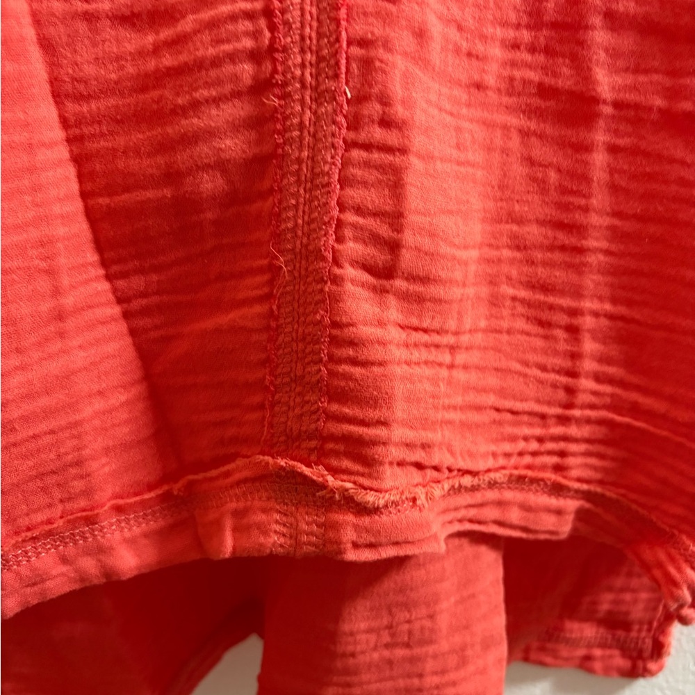 For The Rebublic Orange Raw Edge V-Neck Top S - Picture 2 of 6